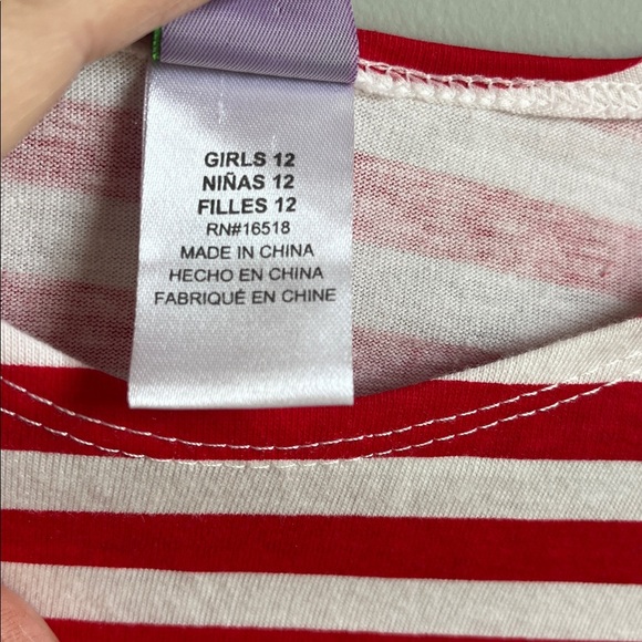 Dollie & Me Red Stripe/Blue Denim Reindeer Pattern Holiday Dress Girls size 12 - Picture 4 of 8